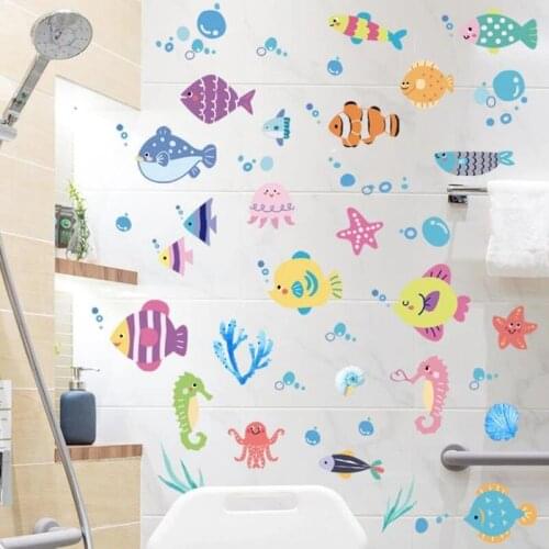 Cartoon Ocean Fish Wall Stickers DIY Baby Swimming Pool Maternity Room Bathroom Decoration Clownfish Waterproof PVC Decals
