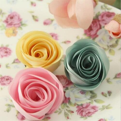 New Arrival Handmade Rolling Fabric Rose Flowers Craft Flatback DIY Jewelry Patch Sticker for Fashion Lady Hair Jewelry Headband