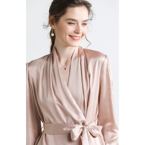 New style 100% real silk lady shirt 16mm mulberry silk overshirt female solid color women satin clothes sexy long sleeve top