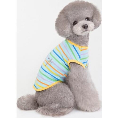 Pet Dog Clothes Stripe O-Neck Sleeveless T Shirts Summer Dog Costume For Small Dogs Cat Vest Cool Puppy Clothing 1