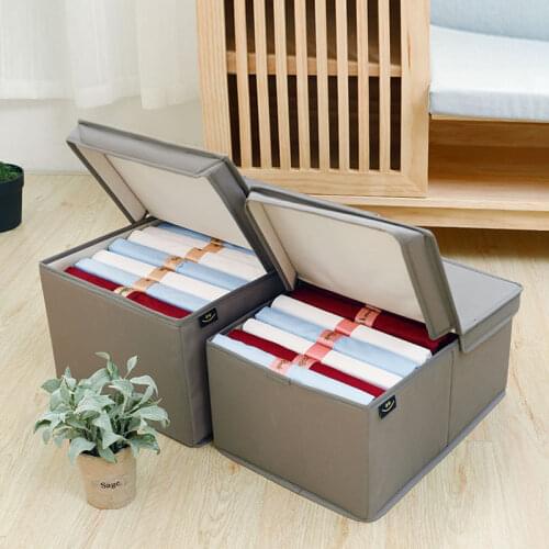 Home Office Storage Organization Foldable Storage Boxes Oxford Cloth for Dressbook Wardrobe Classification Storage with Cover