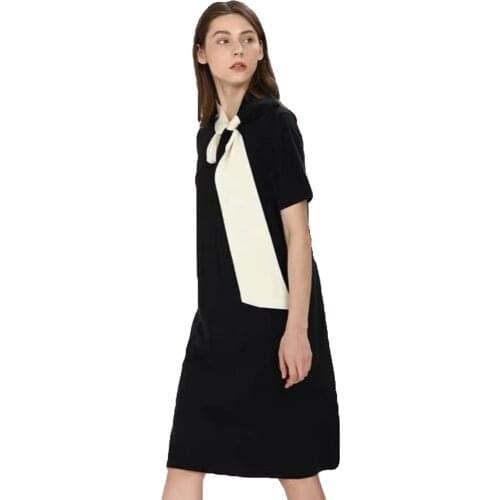 Maisie 2021 Women Dresses Knitted Short Sleeves Summer Solid O-Neck Bowknot Elegant High Street Ladies Tops