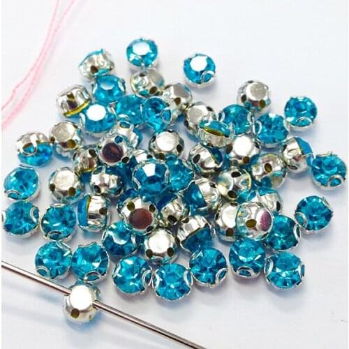Sew On Crystal Rhinestones Shiny Glass Strass Aquamarine 100pcs/lot 3.8mm Crystal Stones DIY Gem decoration