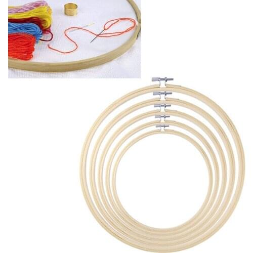 5pcs Durable Embroidery Hoop Bamboo Circle Cross Stitch Set Hoop Ring For DIY Sewing Tools 13cm-26cm