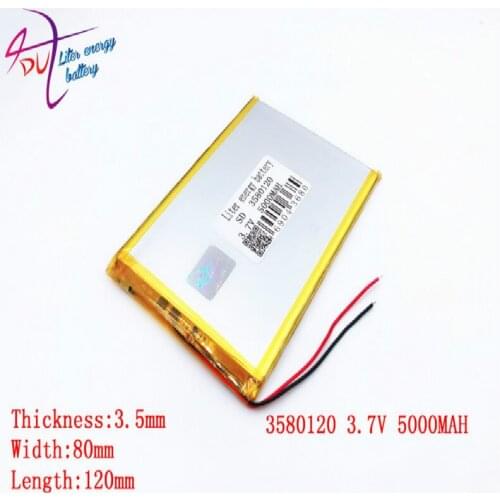Size 3580120 3.7v 5000mah Liter energy battery Lithium Polymer Battery With Board For 7 Inch Tablet Pc