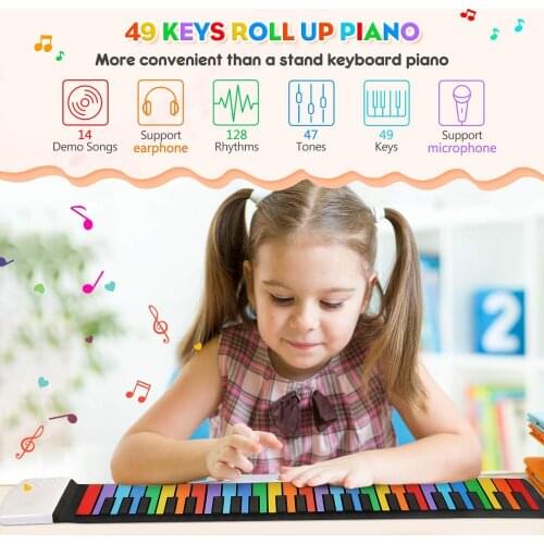 Roll up music piano keyboard kids toy piano 49 KEYS kids musical practising rubber piano keyboard