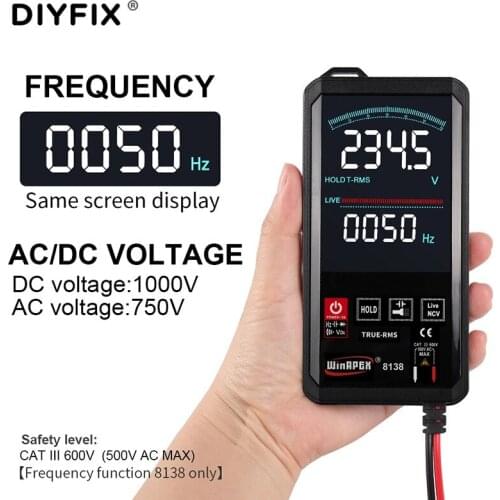 Touch Sentitive Multimeter HD LCD Reverse Display Screen Auto Manual Range Recognition RMS Portable Pocket Digital Multimeter