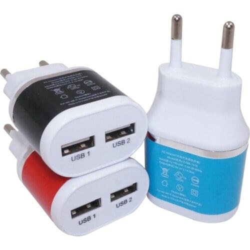 5V 2.1A 2 Ports Dual USB Wall Charger EU US Plug Travel Charger for iPhone 6S Samsung S9 S8 S7 S6 Huawei LG HTC Phone Charger