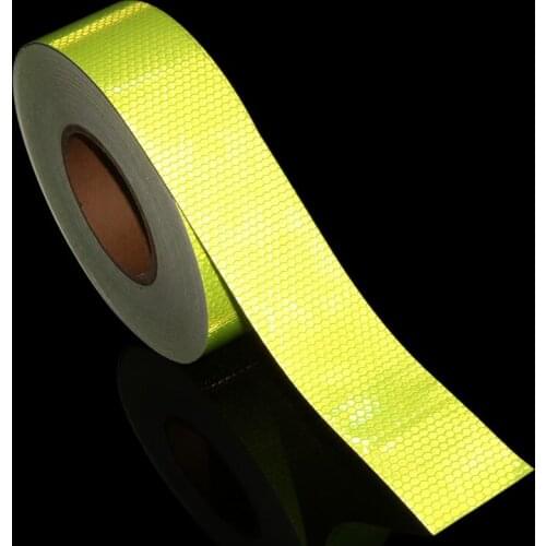 5cm*50m Reflective Vinyl Advertisement Sign Printable Honeycomb Reflective Sticker Outdoor Banner Vinyl Fluorescent Yellow Tapes