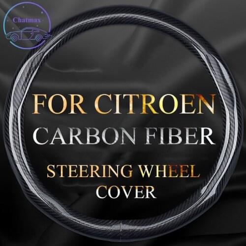 Carbon Fiber Steering Wheel Cover For Citroen C5 C4L Elysee C3L C6 C3-XR Universal 38cm 15 Inches Anti-slip Touching Comfortable