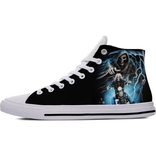 Motorcycle Skull Punk Funny Cool Fashion Popular Casual Canvas Shoes High Top Lightweight Breathable 3D Print Men women Sneakers