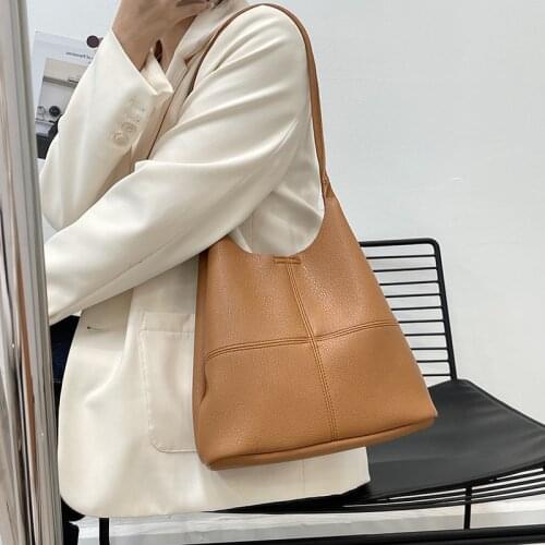 Large-Capacity Handbags Women Tote Pu Leather Autumn New Trendy Fashion Underarm Shoulder Bag Female Solid Wild Totes Handbag