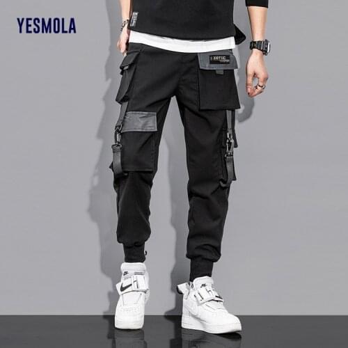 YESMOLA Streetwear Mens Multi Pockets Sweatpants Ins Hip Hop Casual Male Track Pants Joggers Trousers Fashion Harajuku Men Pant