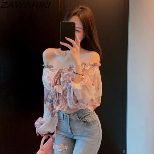 ZAWAHIKI Off Shoulder Blouses