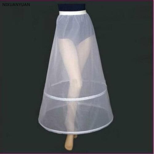 New A-line 2 Hoop Wedding Petticoat Women Long White underskirt Bustle Petticots Wedding Accessories Prom Underskirt