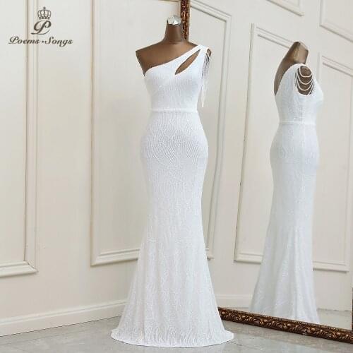 Sexy white mermaid evening dress robe de soiree de mariage vestidos de fiesta bridesmaid dress mariage robe vestidos party dress