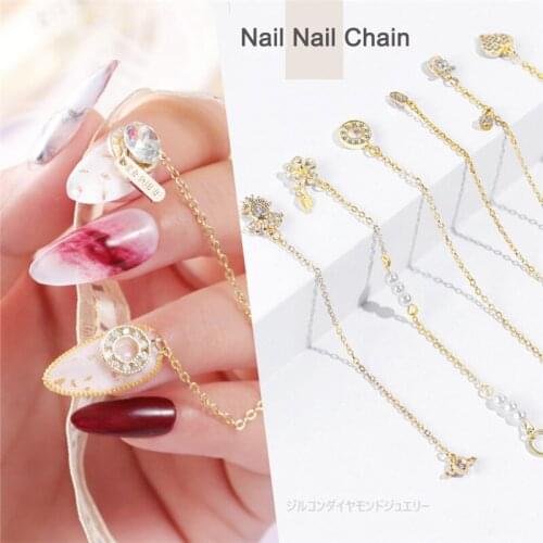1Pc 6 Style Diamonds Metal Chain Rhinestones 3D Colorful Striping Jewelry Flatback Gems Strass Nail Art Accessories