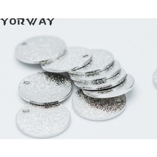 10pcs/ Lot Silver Tone Round Disc Charms 8/ 12/ 15mm, Rhodium Plated Brass Coin Disk Pendants (GB-386)