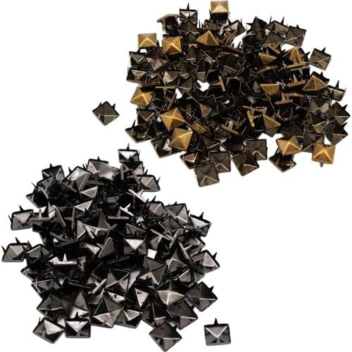 100 Set Pyramid Square Stud Rivet Spikes Bag Handbag Shoes Leather Decor DIY