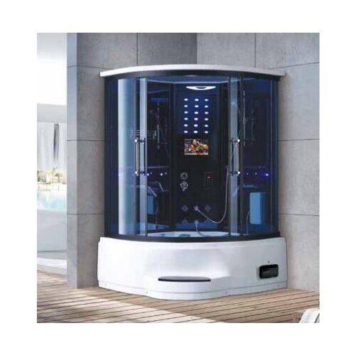 1350X1350X2200mm Bathroom Wall Corner Steam Shower Enclosure Mult-Functional Computer Control TV Wet Sauna Room 7035