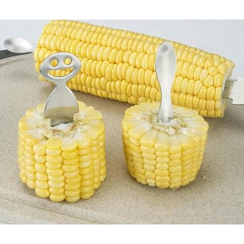 2/5PCS Salad Fruit Fork Corn Skewer Stainless Steel Barbecue Stick Kit Portable Outdoor Barbecue Tool Creative Practical