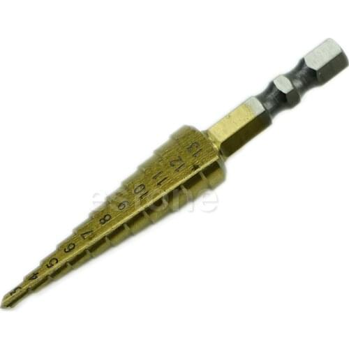 2020 New Unique 3MM-13MM Titanium Coated 11Step Drill 1/4" HSS Hex Shank Tool