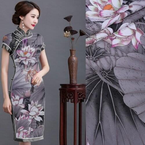 22 momme jacquard silk fabric meter printed cheongsam dress crepe fabric breathable chinese silk fabric wholesale silk cloth