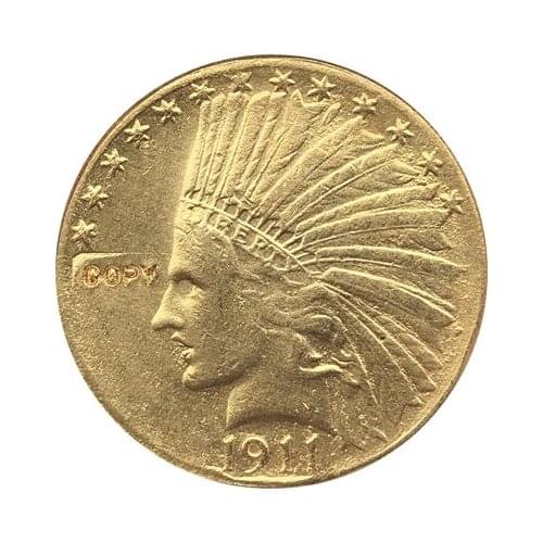 24-K gold plated 1911-D $10 GOLD Indian Half Eagle Coin Copy Free shipping