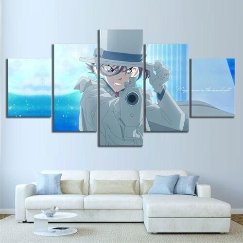 5 Piece HD Anime Boy Pictures Detective Conan Anime Poster Edogawa Kona Cartoon Pictures Decorative Painting Wall Art Paintings