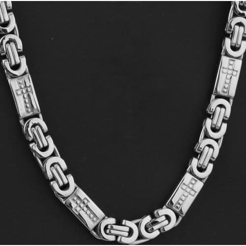 6/8/11MM New Jewelry Silver Color Cross Handmade Byzantine Link Chain Mens Womens Necklace Or Bracelet Trendy Jewelry 7-40inch