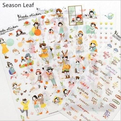 6 Sheet/ Pack Sweet Girls Life Diary PVC Decorative Sticker Album Label Sticker DIY Scrapbooking Stationery Stickers Escolar
