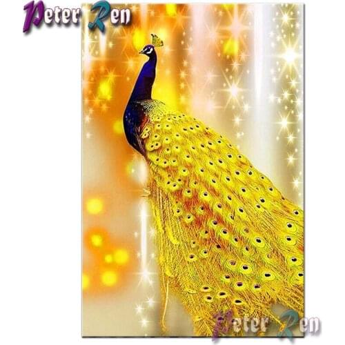 Diamond Embroidery Animal 5D DIY Diamond Painting yellow Peacock Full area Rhinestones Mosaic Needlework Home Decoration Crafts