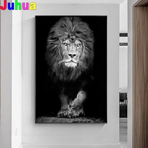 Black and White Lion Animal diamond painting Full square drill mosaic Diamond set full round diamond Embroidery Animals Wall Art