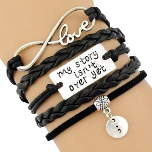 Infinity Love My Story isn't Over Yet My story Lives On Semicolon Mental Health Suicide Survivor Depression Awareness Bracelets