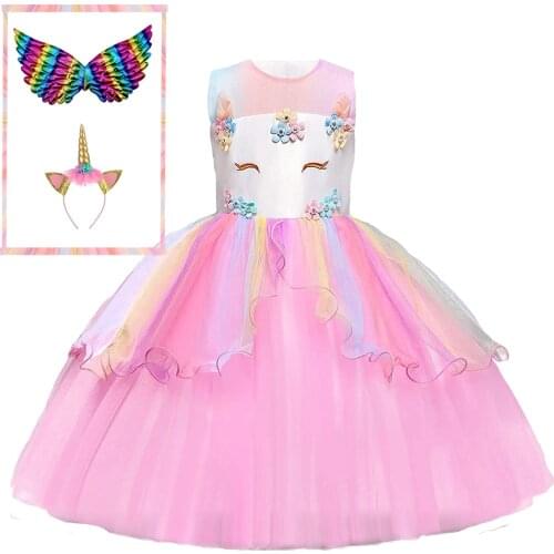 Princess Dress Boutique Clothing Girls Unicorn Dresses Summer Kids Childrens Birthday Party Teen Rainbow Horse Vestidos