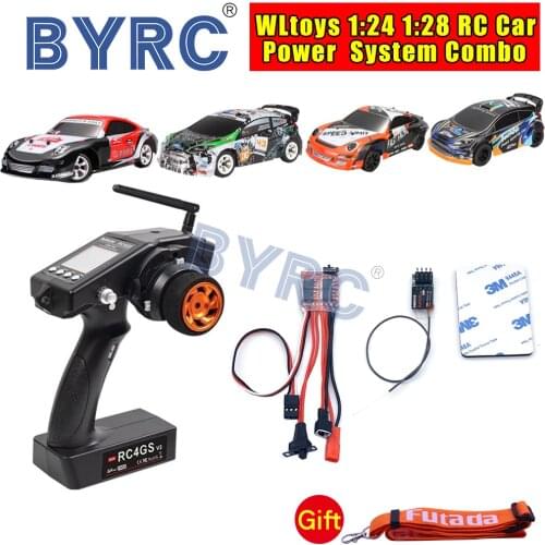 RadioLink RC4GS-V2 Remote Control with 20A Brush ESC with R4FGM Receiver combo for WLtoys 1:24 1:28 K989 K969 A252 RC Car