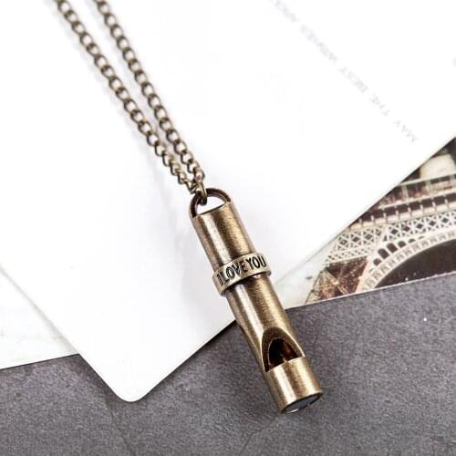 Long Necklace Whistle "I LOVE YOU" Womens Necklaces&Pendants Vintage Jewelry Statement Accessories Female Decoration Wholesale