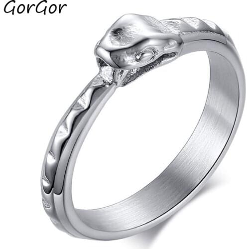 GorGor Rings Men The New Stainless Steel Pattern Little Snake Solid Color Simplicity Individual Popular Accessories RC-459