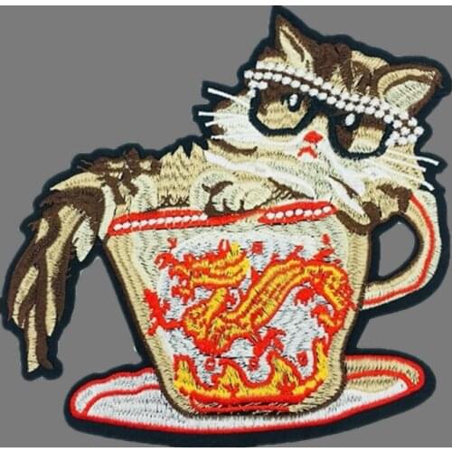 Fine Girls Clothes Baby Badge Embroidery Dragon Patch Cat Cup deal with it T shirt Biker patches for clothing Women Appliques