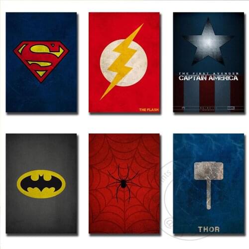 Marvel Avengers Sign Logo Canvas Painting Superheroes Poster Iron Man Wall Art for Kids Room Decoration Pictures Home Decor Gift