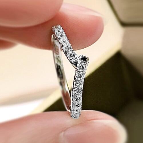 Real 925 silver white gold plated with crystal zircon ring For Women Man Korean version of Valentines Day Fine jewelry gift