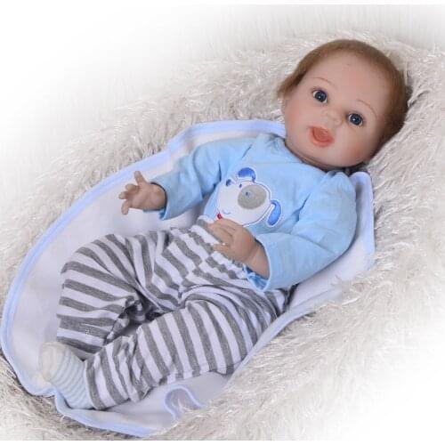 Reborn boy dolls 22inch 55cm bebes reborn silicone baby dolls toys for child gift cotton body hair rooted newborn doll