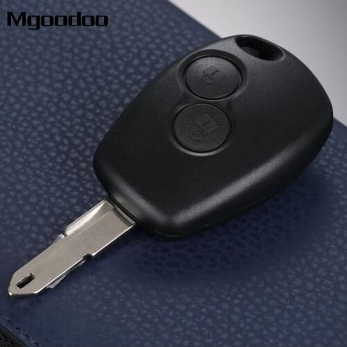 Mgoodoo 2 Buttons Key Case Car Remote Key Fob Shell Case For Renault Clio DACIA Logan Sandero Uncut Blade Car Key Replacement