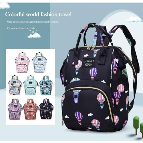 Fashion Mommy Rainbow Ballon Cats Printing Diaper Bag Large Capacity Travel Portable Nappy Milk Bottle Stroller Backpack