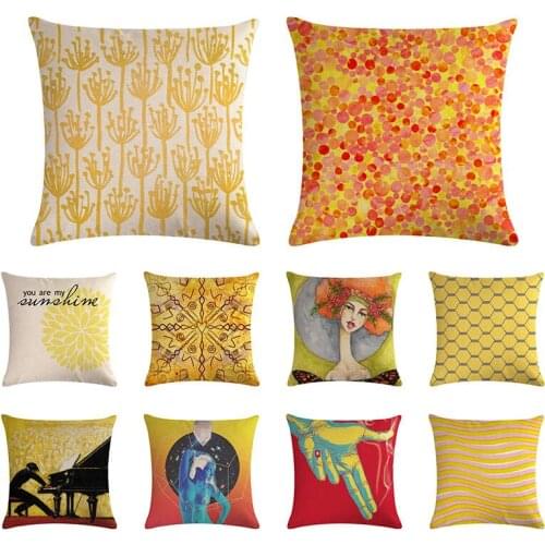 Cartoon girl warrior cushion cover art piano pillow cover linen car chair sofa home fashion decoration pillow case 45x45cm