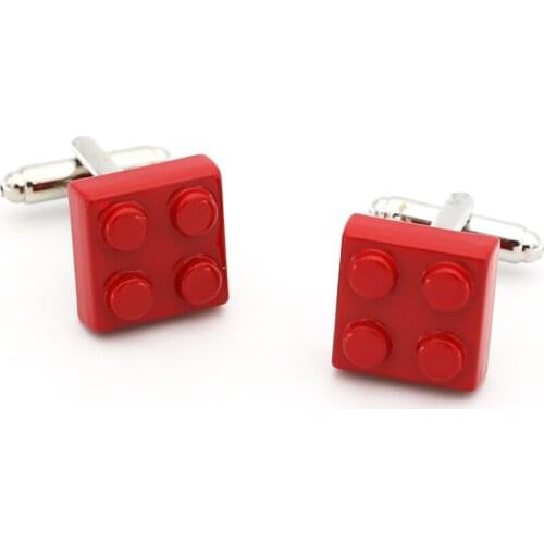 Mens Building Blocks Cuff Link Copper Material Red Color