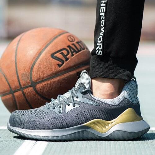 ZEEKSON Safety Shoes Anti-smashing and Anti-piercing Safety Work Shoes Flying Woven Mesh Breathable Casual Lightweight Men Shoes