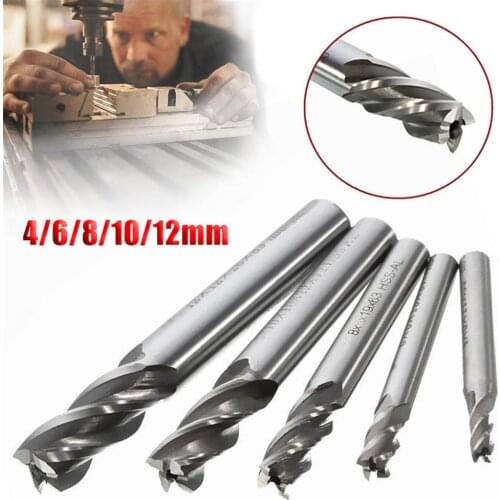 Mill Cutter Drill Bit Set HSS Straight Shank 4 Flute End Drill Bits Tool 4 6 /8 10 12mm For CNC Milling Machine