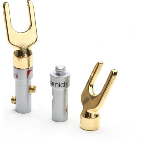 6PCS Nakamichi Y/U- type Banana Plugs Set Gold-Plated Wire Connectors Fork Spade Speaker Plug Adapter Audio Connectors Set