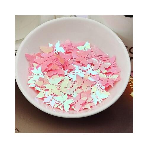 1000pcs Loose Butterfly Sequins 12*17mm PVC Sequin Flat Paillette Decoration With 2 Holes Pink AB Confetti